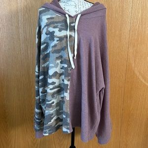 Fun camp and mauve hooded sweatshirt
